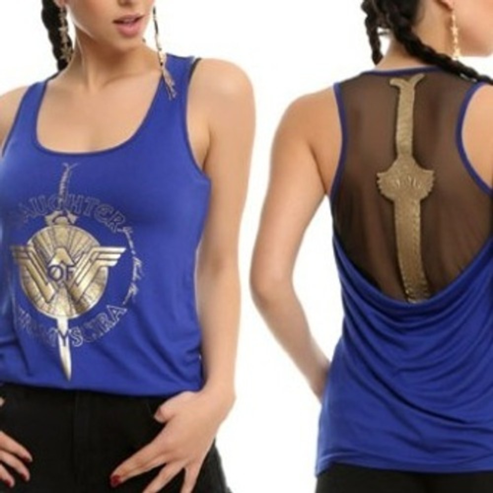 TORRID 2X Blue Wonder Woman Her Universe Tank Top Daughter of Themyscira Sword
